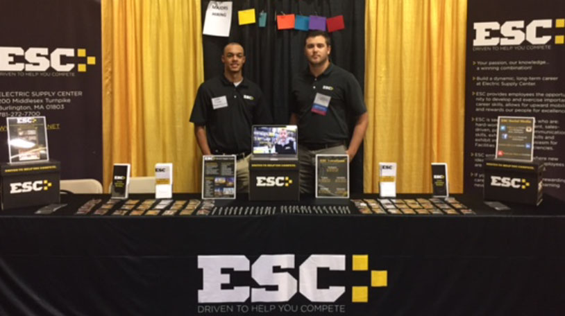 Our ESC team at a college fair. Work with us